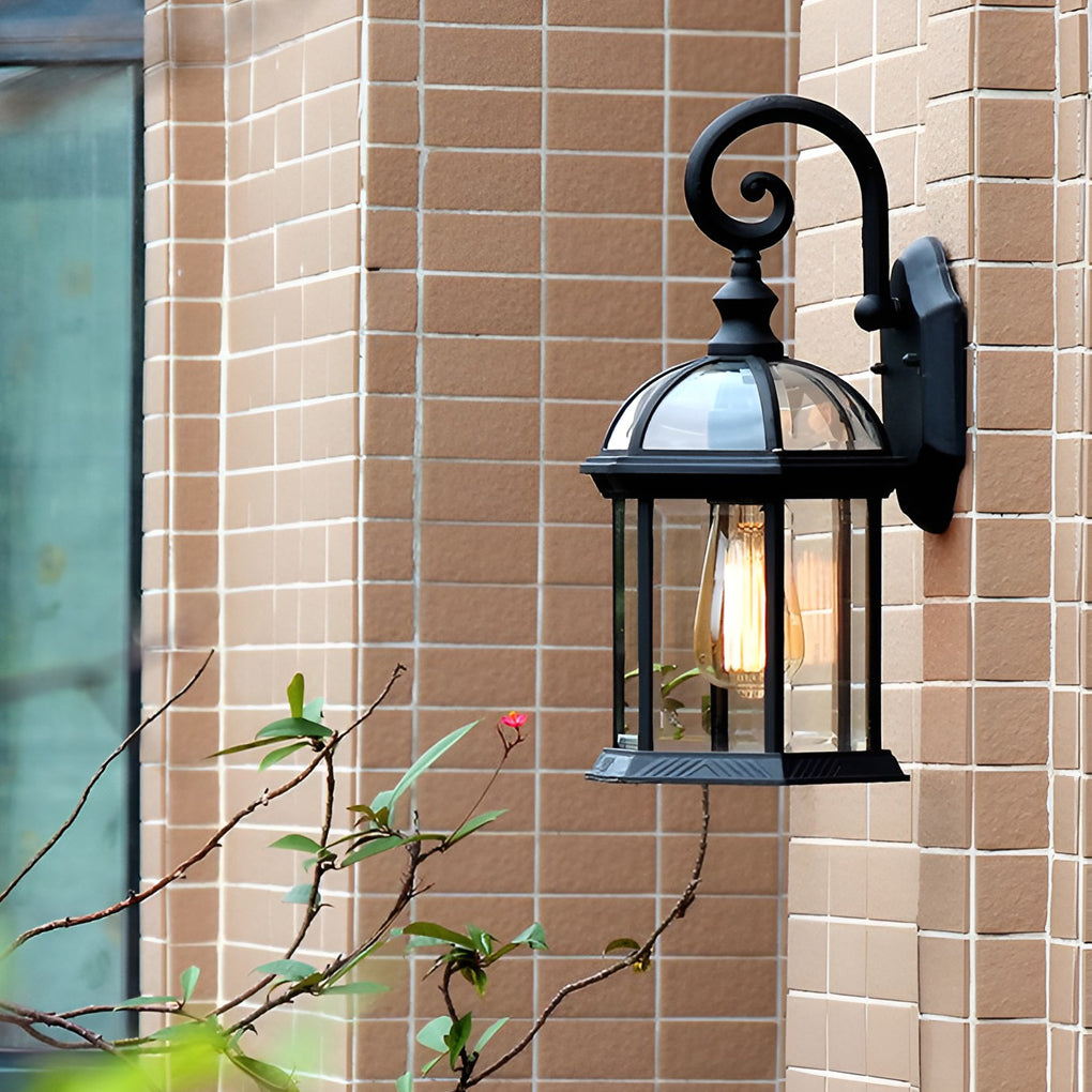 Vintage Outdoor Wall Sconce Waterproof Glass Exterior Lantern for Porch Garden and Patio E27