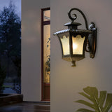 Vintage Retro Glass Lantern Outdoor Wall Sconce Waterproof European Style Exterior Light