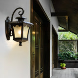 Vintage Retro Glass Lantern Outdoor Wall Sconce Waterproof European Style Exterior Light