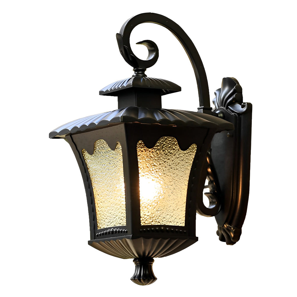 Vintage Retro Glass Lantern Outdoor Wall Sconce Waterproof European Style Exterior Light