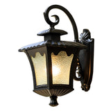 Vintage Retro Glass Lantern Outdoor Wall Sconce Waterproof European Style Exterior Light