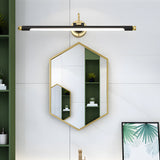 Vintage Rotatable LED Bathroom Vanity Light Gold and Black Linear Wall Sconce for Dressing Tables