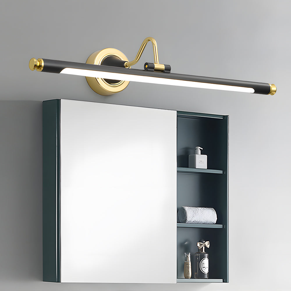Vintage Rotatable LED Bathroom Vanity Light Gold and Black Linear Wall Sconce for Dressing Tables