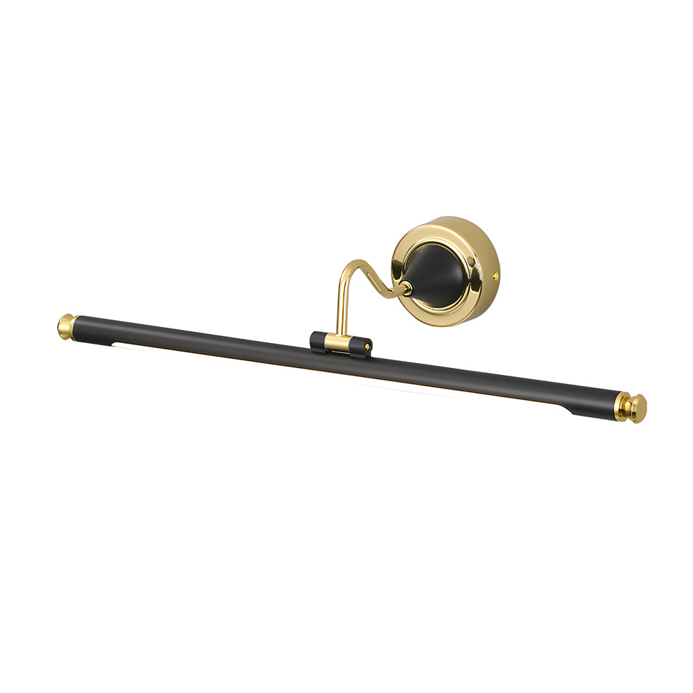 Vintage Rotatable LED Bathroom Vanity Light Gold and Black Linear Wall Sconce for Dressing Tables