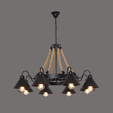 Vintage Rustic Iron Horn Chandelier with Natural Hemp Rope Industrial Ceiling Light