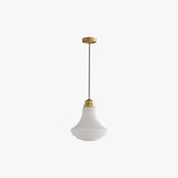 Vintage Schoolhouse Style Brass and White Glass Droplight Pendant for Indoor Lighting