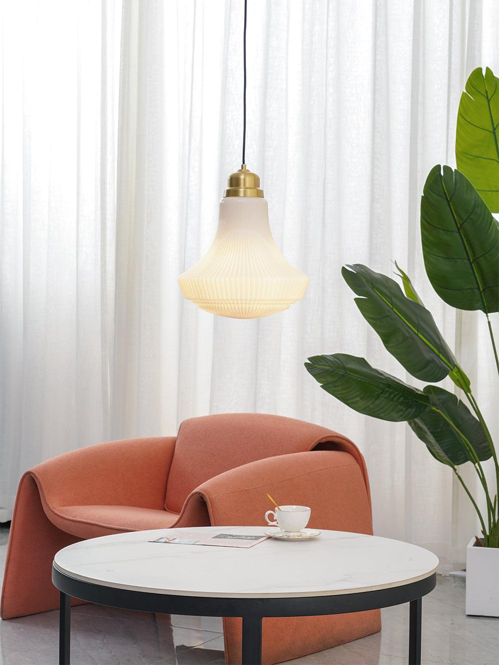 Vintage Schoolhouse Style Brass and White Glass Droplight Pendant for Indoor Lighting