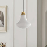 Vintage Schoolhouse Style Brass and White Glass Droplight Pendant for Indoor Lighting