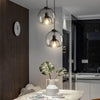 Vintage Smoked Round Glass Hanging Light Industrial Metal Pendant Lamp for Dining Room