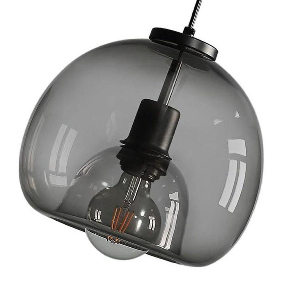 Vintage Smoked Round Glass Hanging Light Industrial Metal Pendant Lamp for Dining Room
