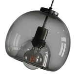 Vintage Smoked Round Glass Hanging Light Industrial Metal Pendant Lamp for Dining Room