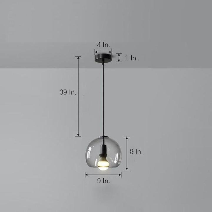 Vintage Smoked Round Glass Hanging Light Industrial Metal Pendant Lamp for Dining Room
