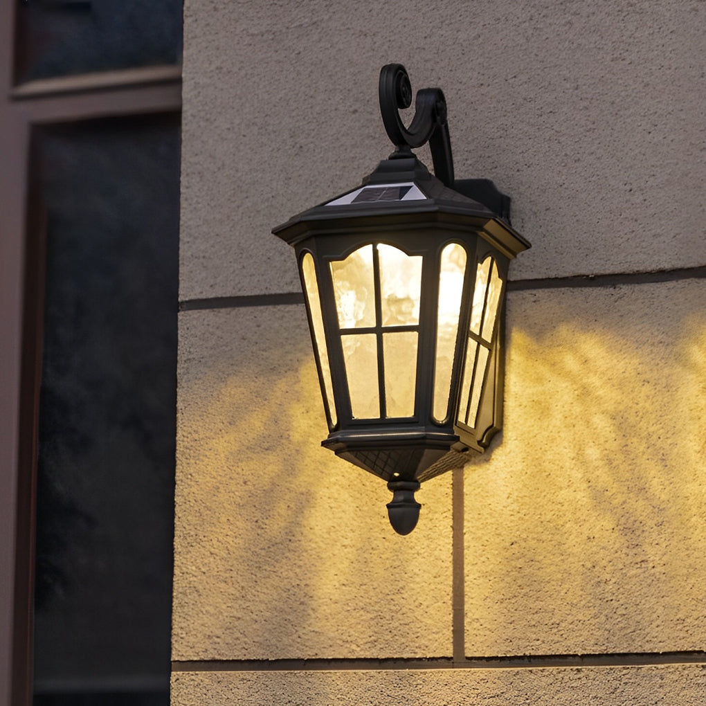 Vintage Solar LED Outdoor Wall Sconce Waterproof Black Aluminum Exterior Light for Patio Garden