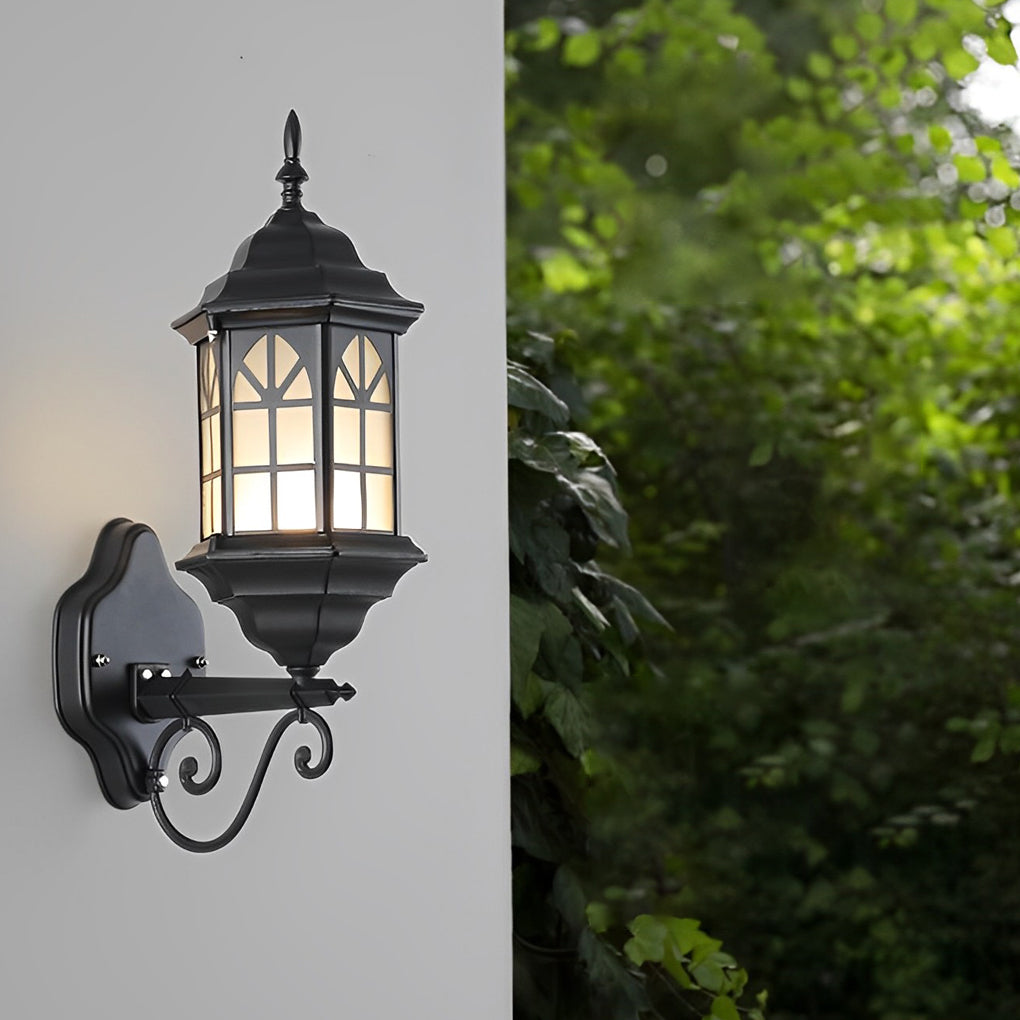 Vintage Solar Outdoor Wall Lamp Waterproof Dimmable LED Exterior Light for Garden Yard