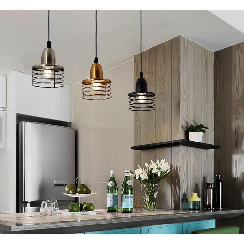 Vintage Spring Lampshade Kitchen Island Pendant Lighting Rustic Hardware Fixture