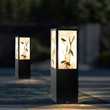 Vintage Square Solar Pathway Lights Floral Pattern LED Outdoor Landscape Garden Post Lighting
