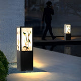 Vintage Square Solar Pathway Lights Floral Pattern LED Outdoor Landscape Garden Post Lighting