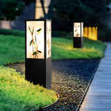 Vintage Square Solar Pathway Lights Floral Pattern LED Outdoor Landscape Garden Post Lighting