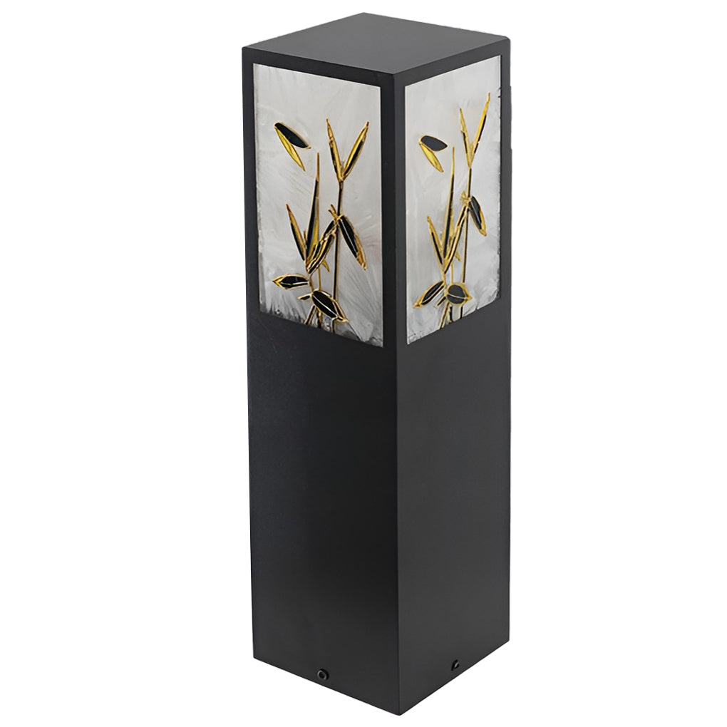 Vintage Square Solar Pathway Lights Floral Pattern LED Outdoor Landscape Garden Post Lighting