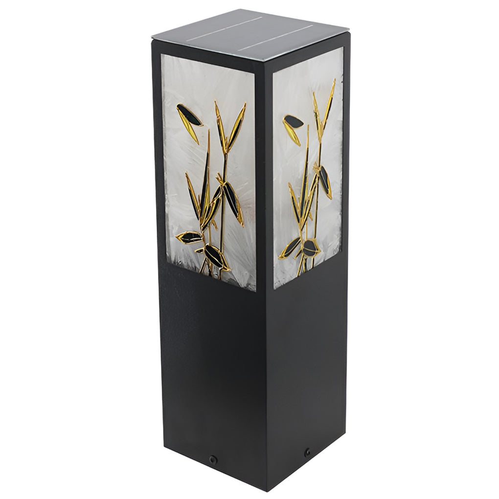 Vintage Square Solar Pathway Lights Floral Pattern LED Outdoor Landscape Garden Post Lighting