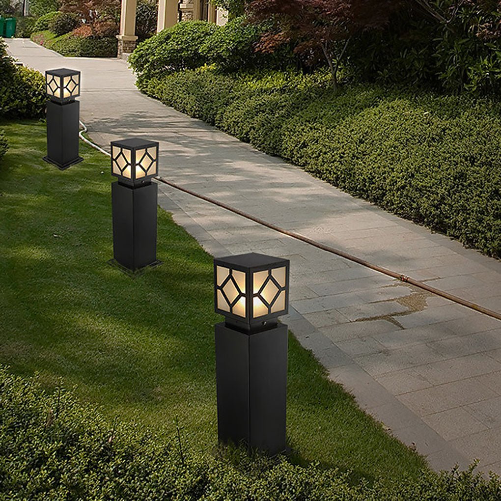 Vintage Square Waterproof LED Outdoor Garden Path Light Solar Landscape Decorative Lamp