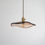 Vintage Style Brown Glass Flower Petal Hanging Light Fixture with Brass Accents
