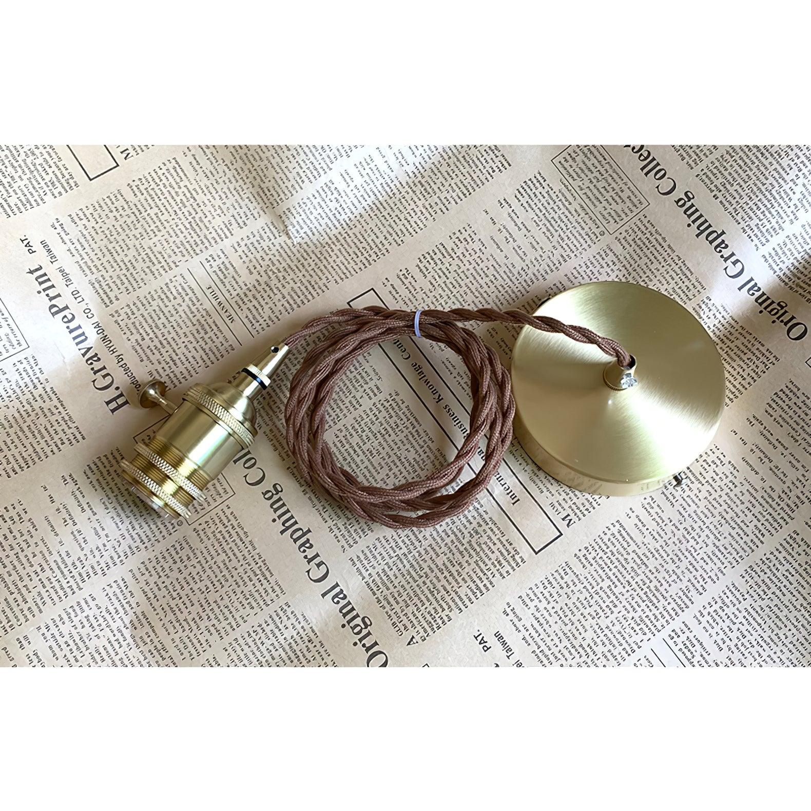 Vintage Style Brown Glass Flower Petal Hanging Light Fixture with Brass Accents