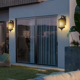 Vintage Style Copper Outdoor Wall Lantern Waterproof IP54 Exterior Light with Classical Hollow Pattern