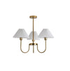 Vintage Style Pleated Linen Shade Chandelier with Gold Metal Arms and Elegant Candlestick Fixtures