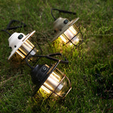 Vintage Style Waterproof LED Camping Lantern USB Rechargeable Outdoor Hanging Light for Garden Yard