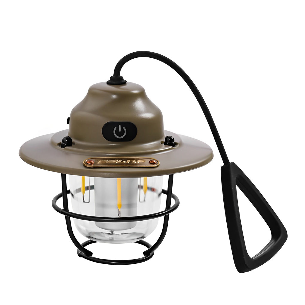 Vintage Style Waterproof LED Camping Lantern USB Rechargeable Outdoor Hanging Light for Garden Yard