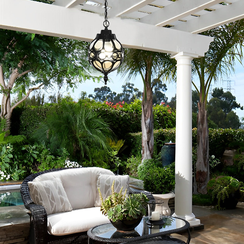 Vintage Style Waterproof Outdoor Chandelier Aluminum Glass Globe Hanging Light