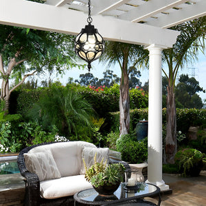 Vintage Style Waterproof Outdoor Chandelier Aluminum Glass Globe Hanging Light