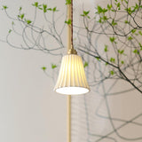 Vintage Trumpet Ceramic Pendant Light Brass Mid Century Modern Hanging Lamp