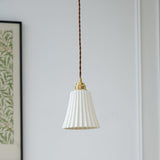 Vintage Trumpet Ceramic Pendant Light Brass Mid Century Modern Hanging Lamp