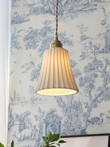 Vintage Trumpet Ceramic Pendant Light Brass Mid Century Modern Hanging Lamp