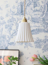 Vintage Trumpet Ceramic Pendant Light Brass Mid Century Modern Hanging Lamp
