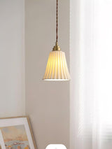 Vintage Trumpet Ceramic Pendant Light Brass Mid Century Modern Hanging Lamp