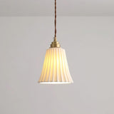 Vintage Trumpet Ceramic Pendant Light Brass Mid Century Modern Hanging Lamp