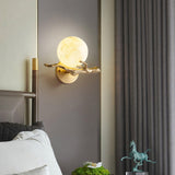 Vintage Twigs Brass Wall Lamp with Marble Shade Indoor Sconce Light