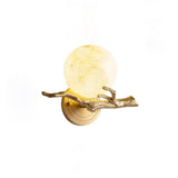 Vintage Twigs Brass Wall Lamp with Marble Shade Indoor Sconce Light