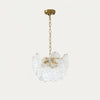 Vintage Victorian Disc Gasolier Ceiling Light with Clear Wavy Glass and Gold Metal Finish