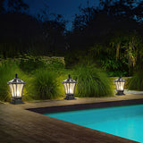 Vintage Waterproof Solar Fence Post Light LED Outdoor Retro Pillar Lamp with Remote Control
