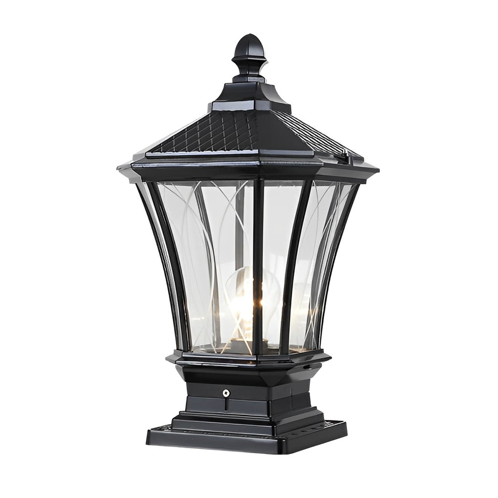 Vintage Waterproof Solar Fence Post Light LED Outdoor Retro Pillar Lamp with Remote Control