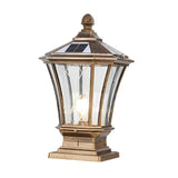 Vintage Waterproof Solar Fence Post Light LED Outdoor Retro Pillar Lamp with Remote Control