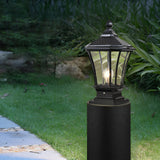Vintage Waterproof Solar Fence Post Light LED Outdoor Retro Pillar Lamp with Remote Control