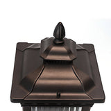 Vintage Window Grille Glass Shade Solar Pillar Lantern Waterproof Outdoor Fence Post Light