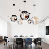 Vintage World Map Sphere Pendant Lighting Retro 8 Inch Globe Metal Hanging Ceiling Fixture