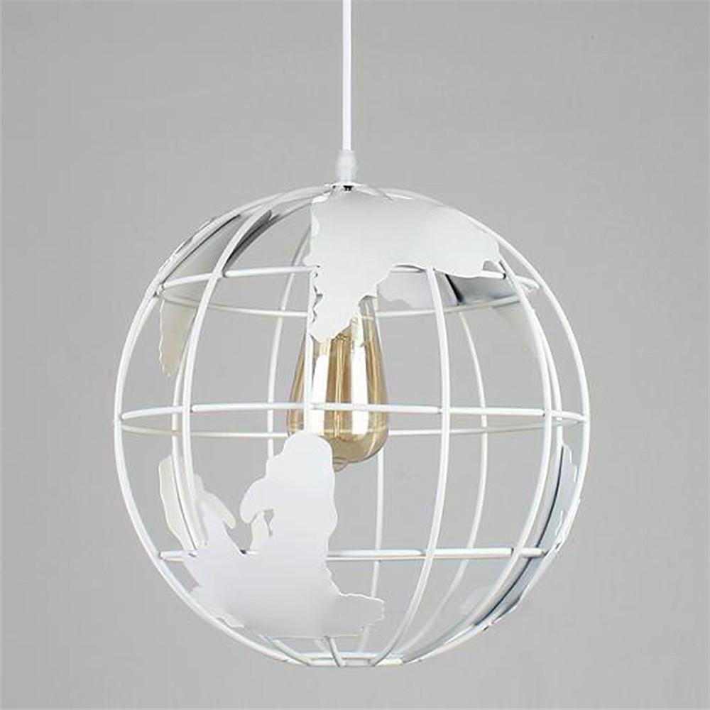 Vintage World Map Sphere Pendant Lighting Retro 8 Inch Globe Metal Hanging Ceiling Fixture
