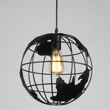 Vintage World Map Sphere Pendant Lighting Retro 8 Inch Globe Metal Hanging Ceiling Fixture